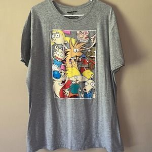 Nickelodeon Mens 90s‎ Fashion Cartoons Gray T Shirt Size XL